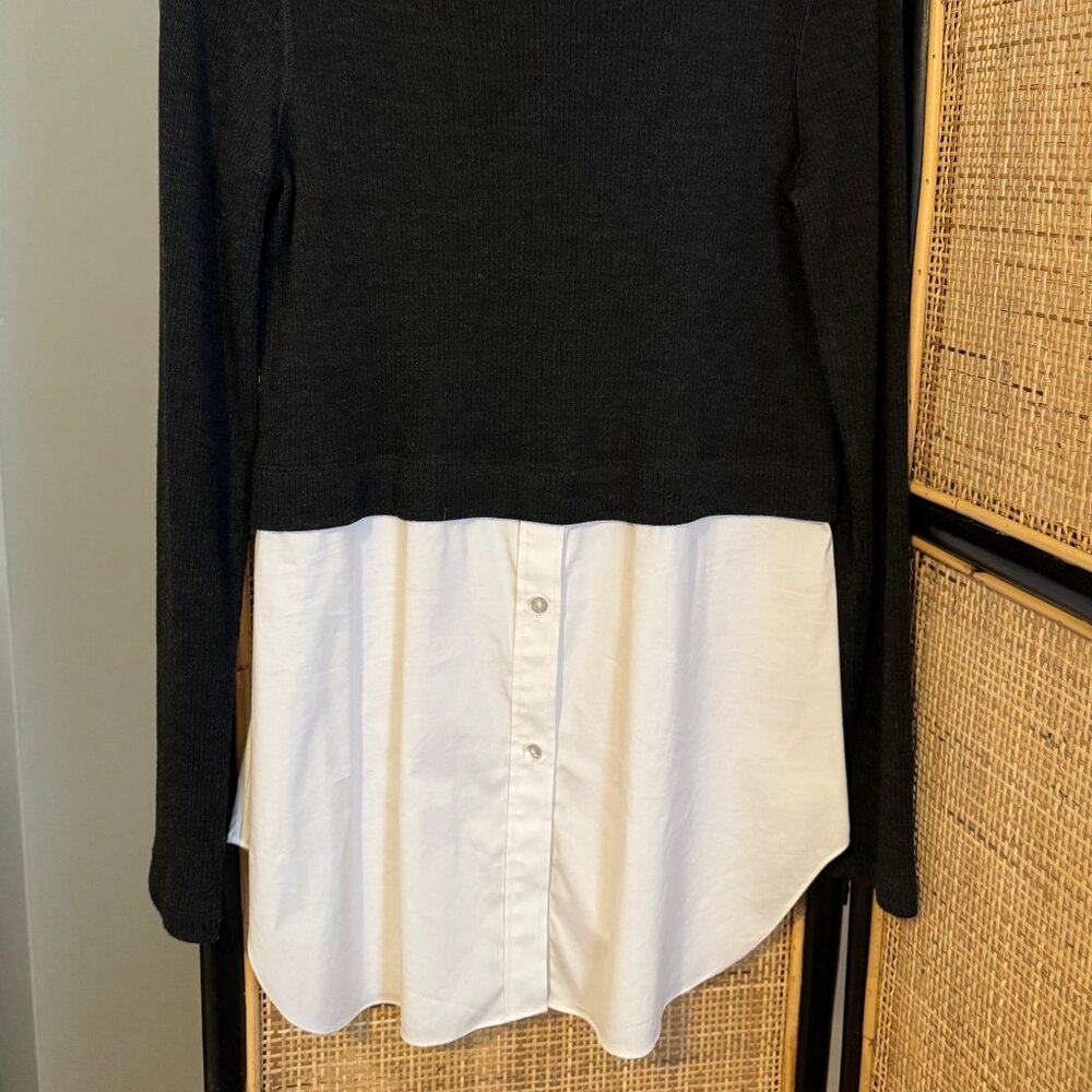 Theory Twofer Charcoal Sweater With White Button … - image 2